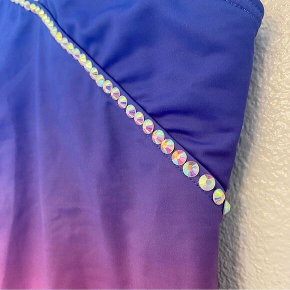 Weissman Balera Costume solo custom dance rhinestone Ombre Leotard PL12366 LC - Picture 10 of 15